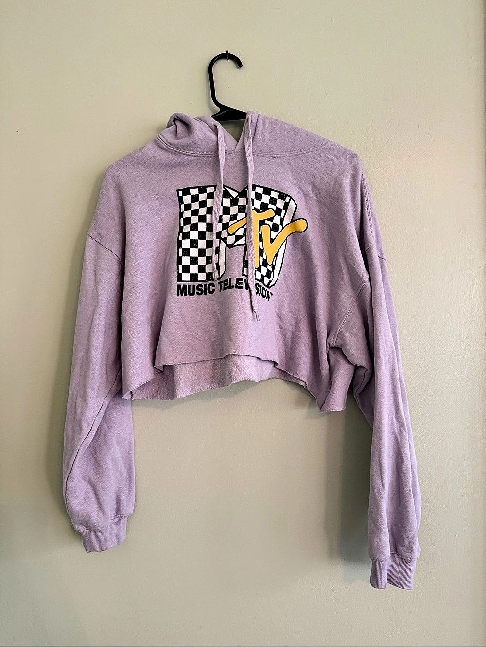 Checkered Graphic Hoodie Purple Like New
